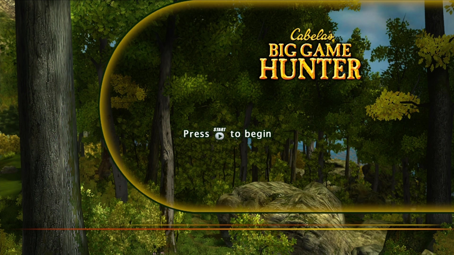 Cabela's Big Game Hunter title screen for Xbox 360